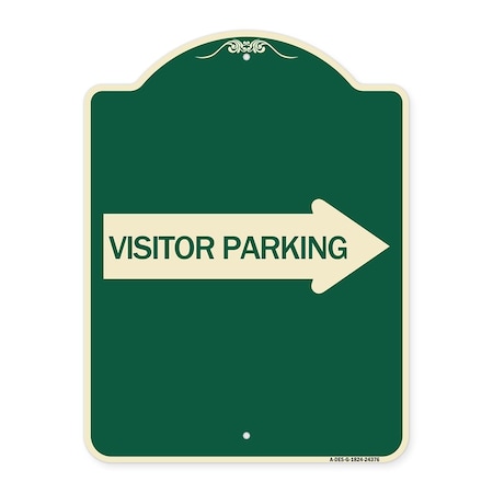 Signmission Visitor Parking With Right Arrow Heavy-Gauge Aluminum Architectural Sign, 24" x 18", G-1824-24376 A-DES-G-1824-24376